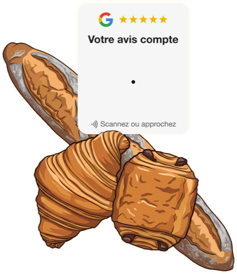 Plaque en forme de baguette et viennoiseries