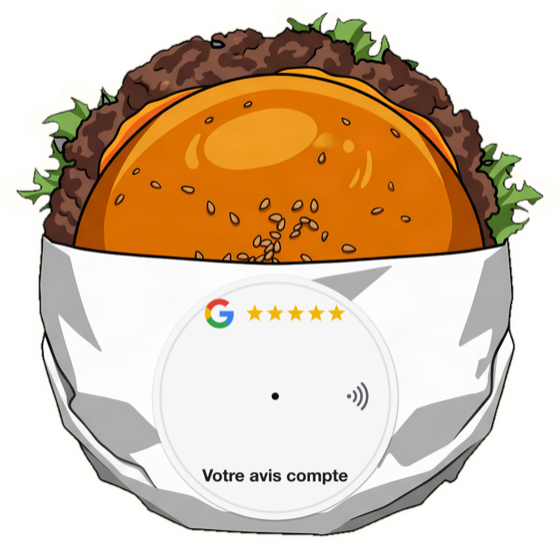 Plaque en forme de burger dans son papier